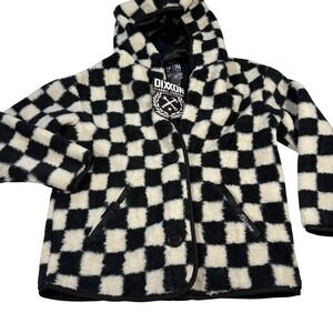 DIXXON Flannel Co Buffalo Checkered Flag Fleece Hooded Jacket Women's XS grunge